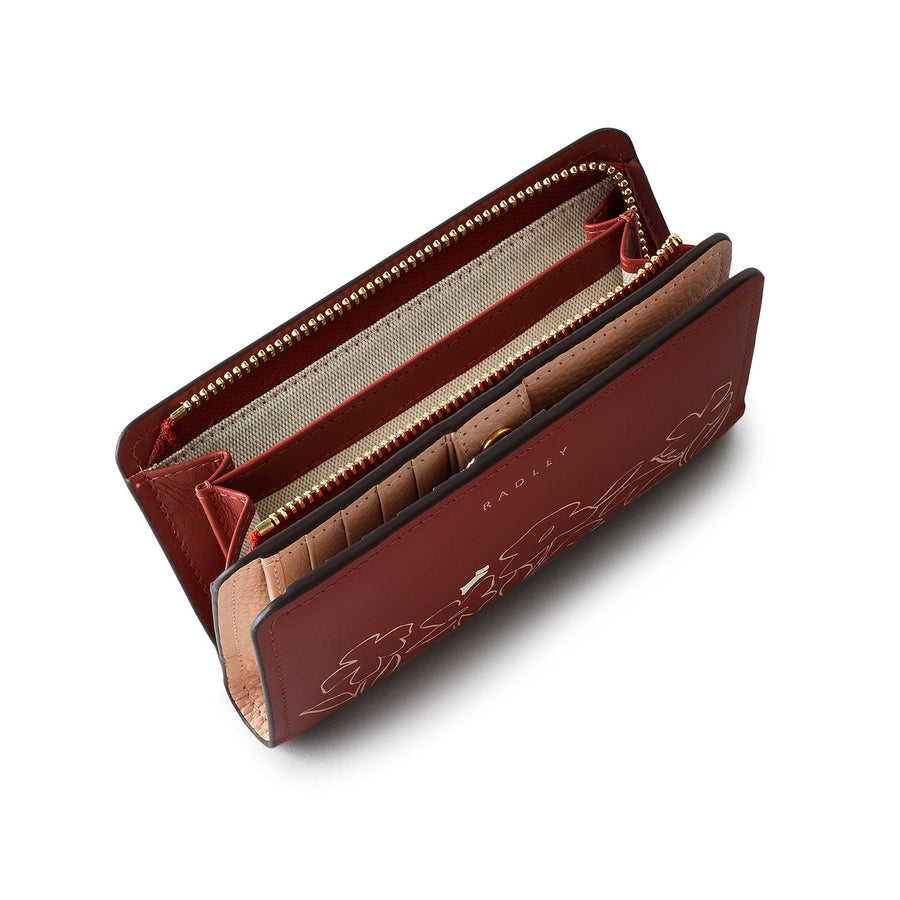 Linear Bloom Leather Medium Bifold Wallet in Rust - S2440939