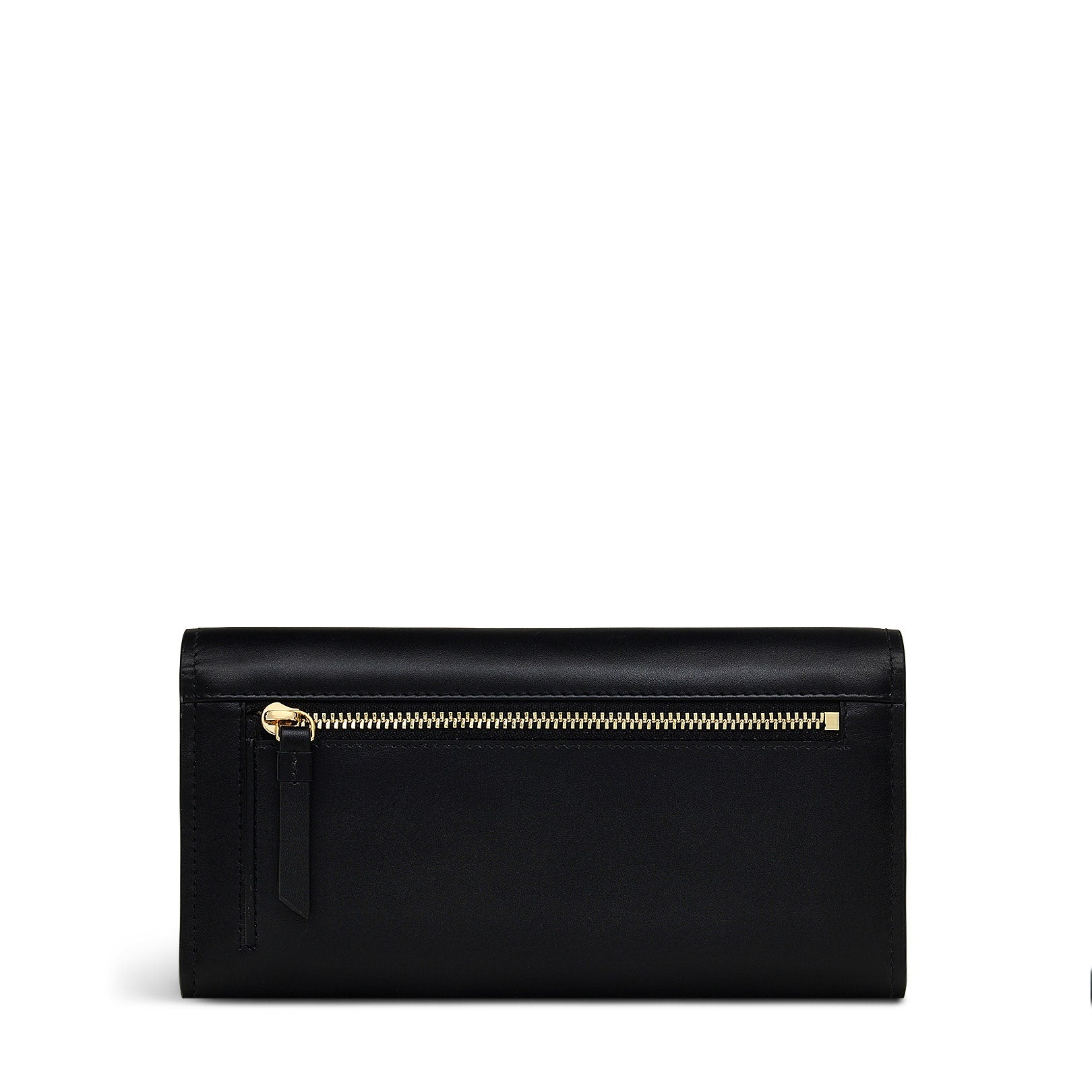 Linear Bloom Leather Large Flapover Wallet in Black - S2441001