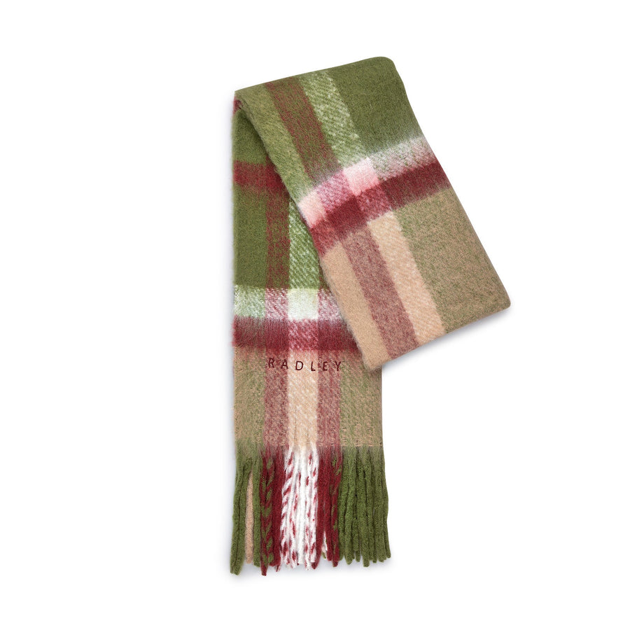 Fluffy Check Fabric Scarf in Pale Silt - S2517275