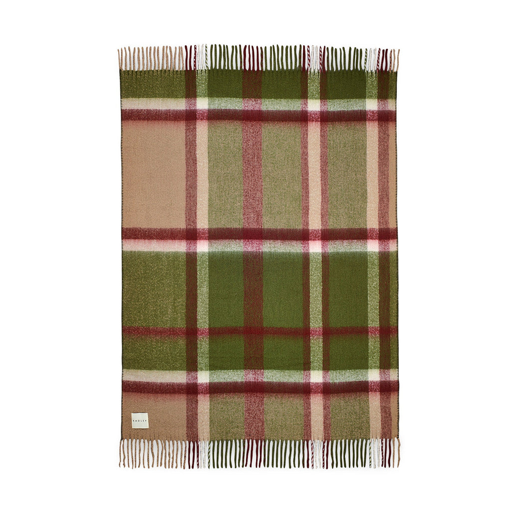 Fluffy Check Fabric Blanket in Pale Silt - S2522275