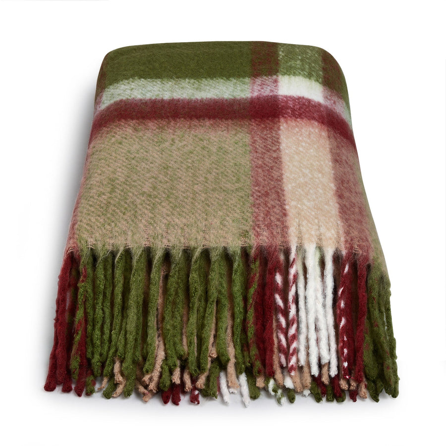 Fluffy Check Fabric Blanket in Pale Silt - S2522275