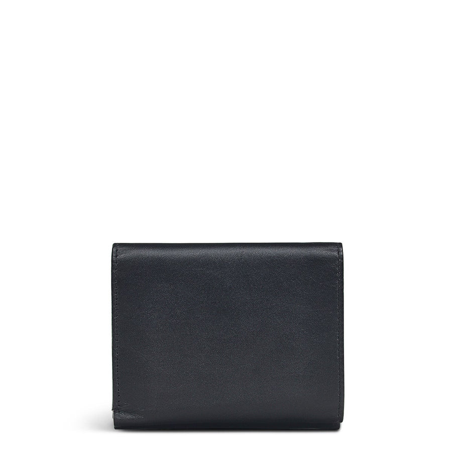 Pockets Leather Small Trifold Wallet in Black - S2834001