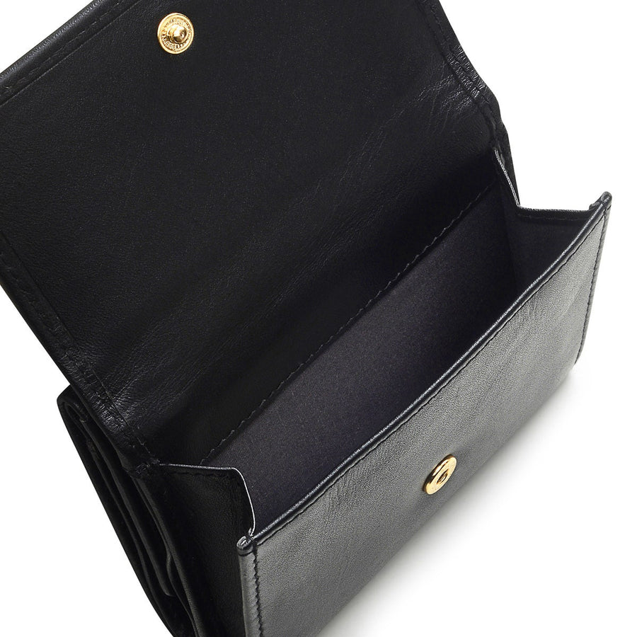 Pockets Leather Small Trifold Wallet in Black - S2834001