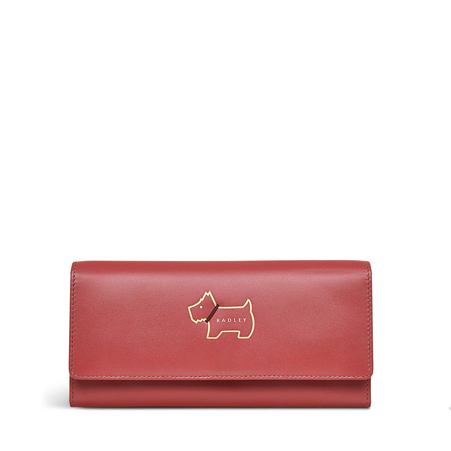 Heritage Dog Outline Leather Large Flapover Wallet in Copper Pink - S7927618