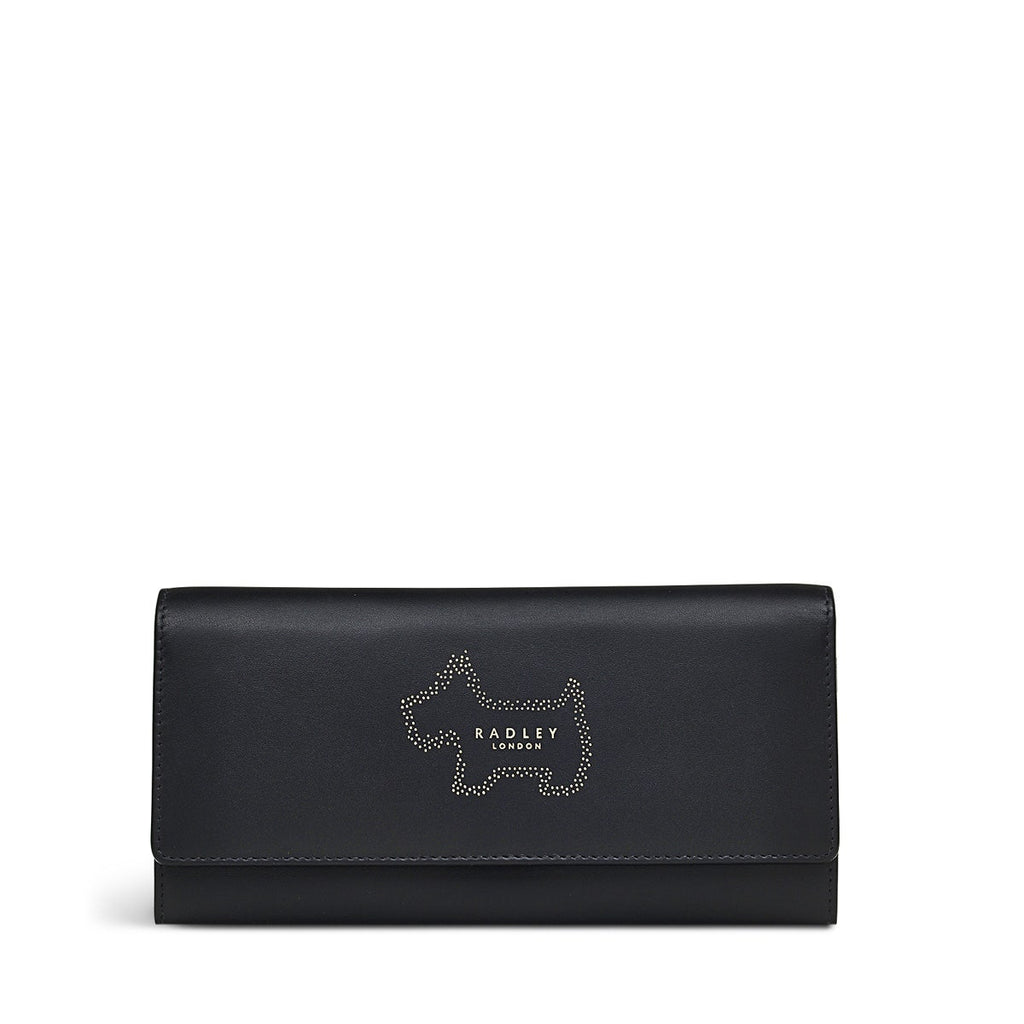 Radley Mini Dot Dog Leather Large Flapover Wallet in Black - S8805001