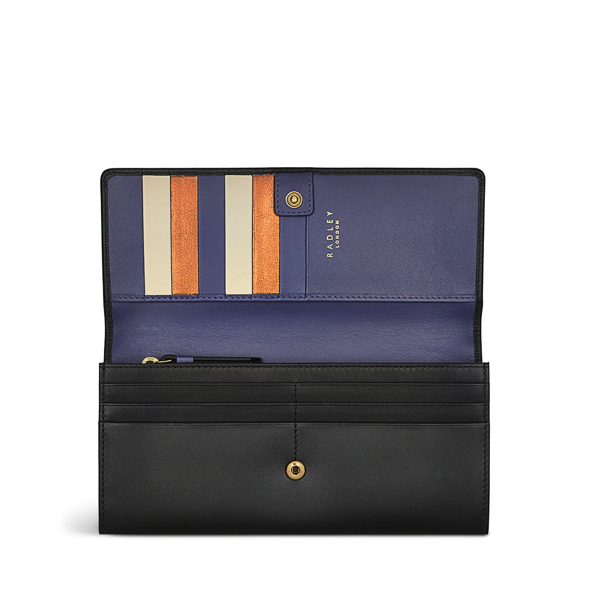 Radley Mini Dot Dog Leather Large Flapover Wallet in Black - S8805001