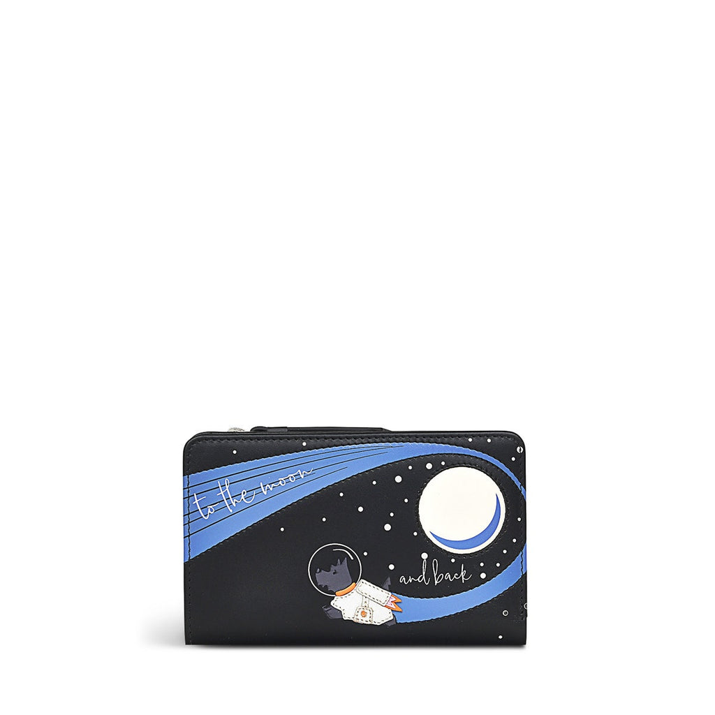 To The Moon And Back Leather Medium Bifold Wallet in Black - S8916001