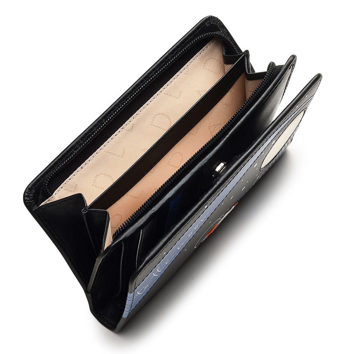 To The Moon And Back Leather Medium Bifold Wallet in Black - S8916001