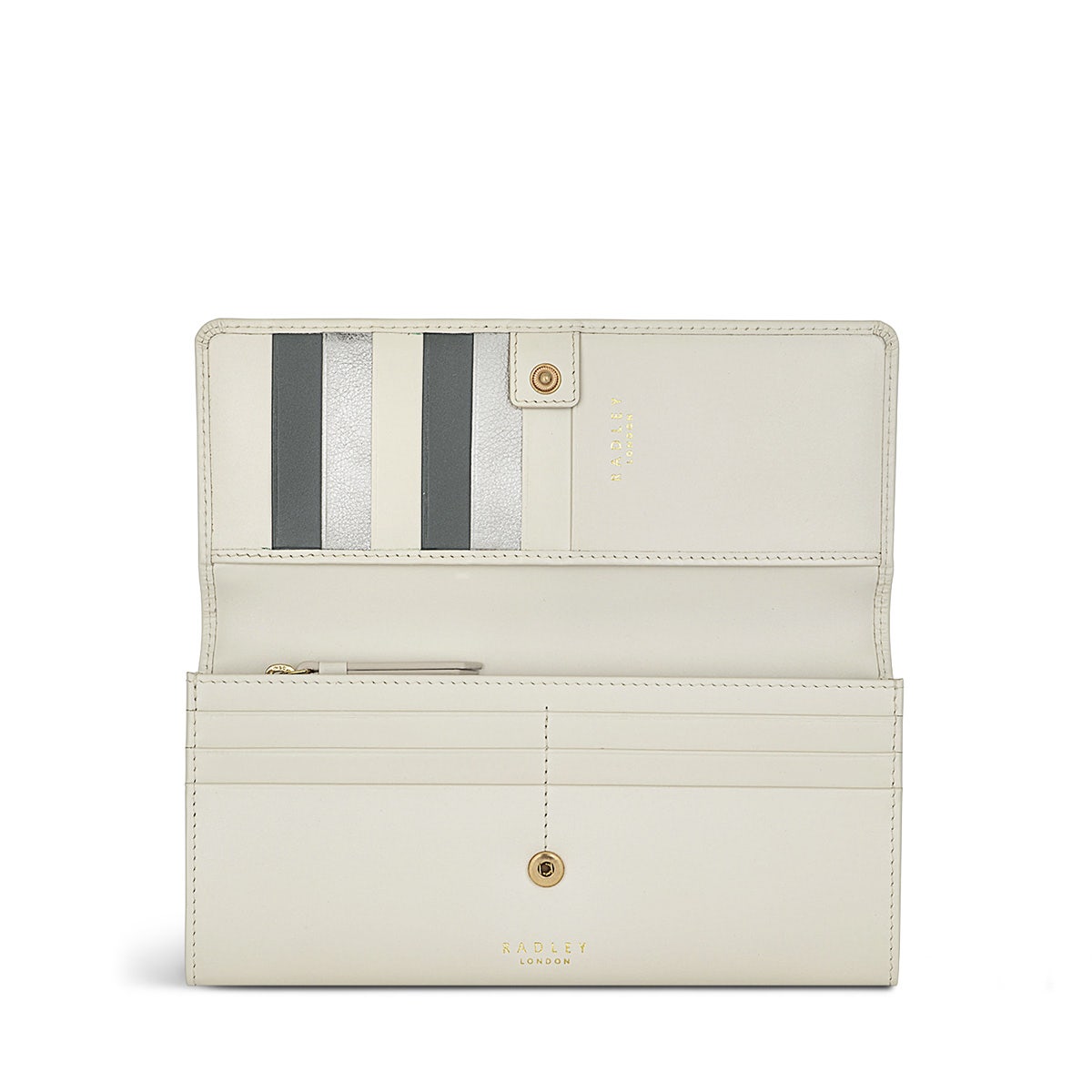 Ski Dogs Leather Large Flapover Wallet in Chalk - S8919109