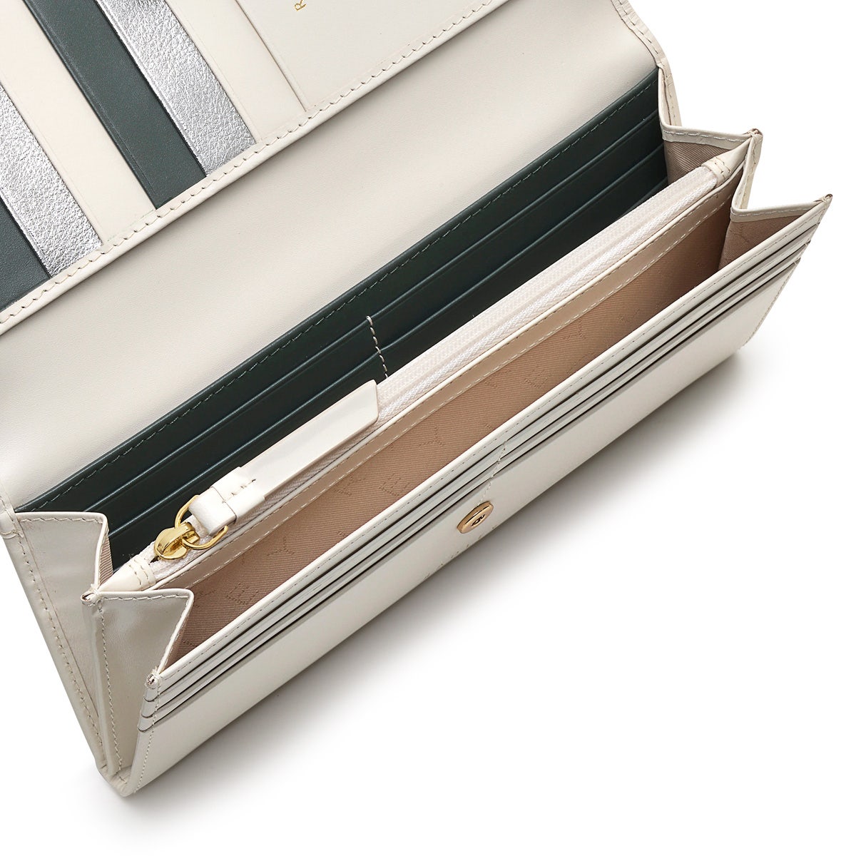 Ski Dogs Leather Large Flapover Wallet in Chalk - S8919109