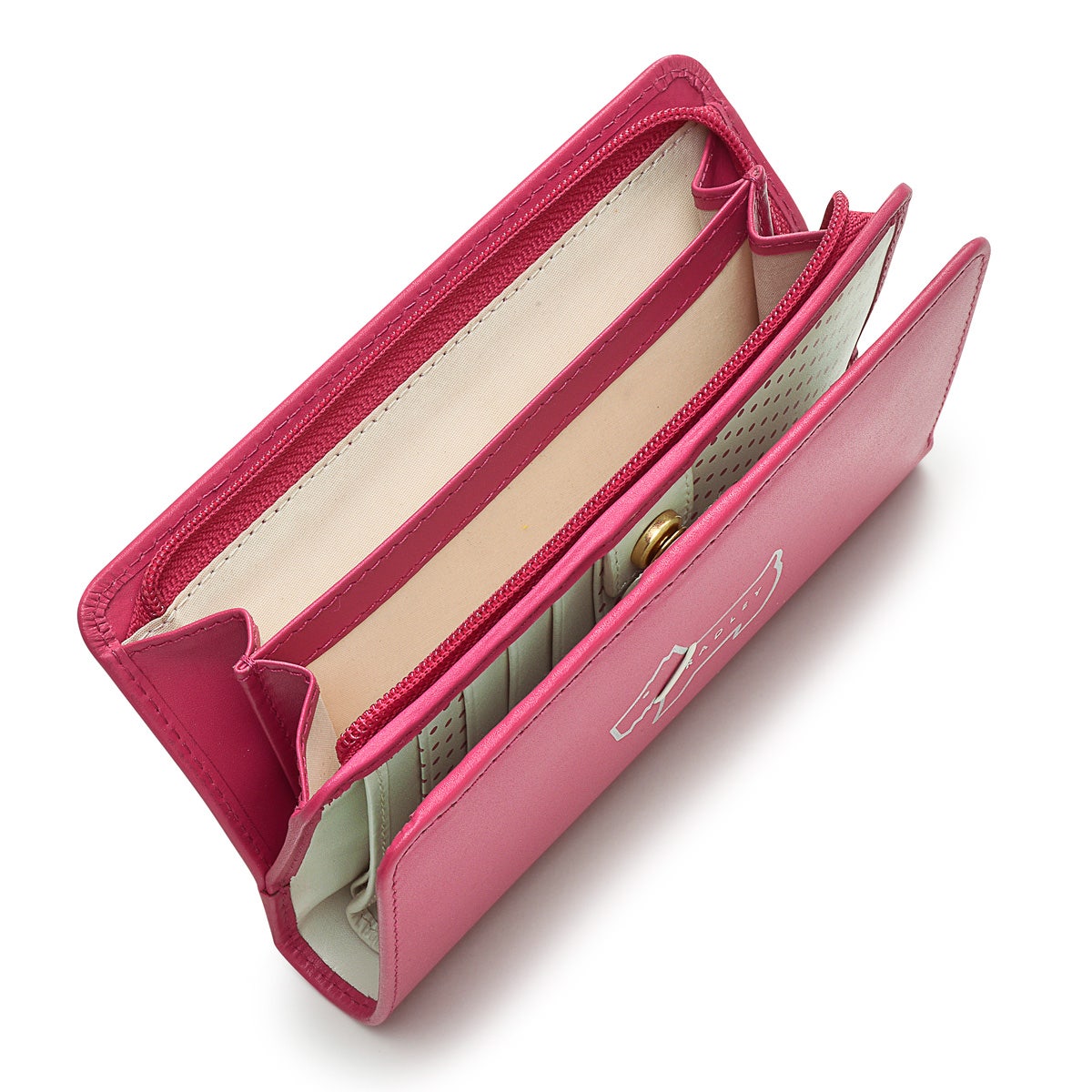 Heritage Dog Outline Leather Medium Bifold Wallet in Coulis - S8944673