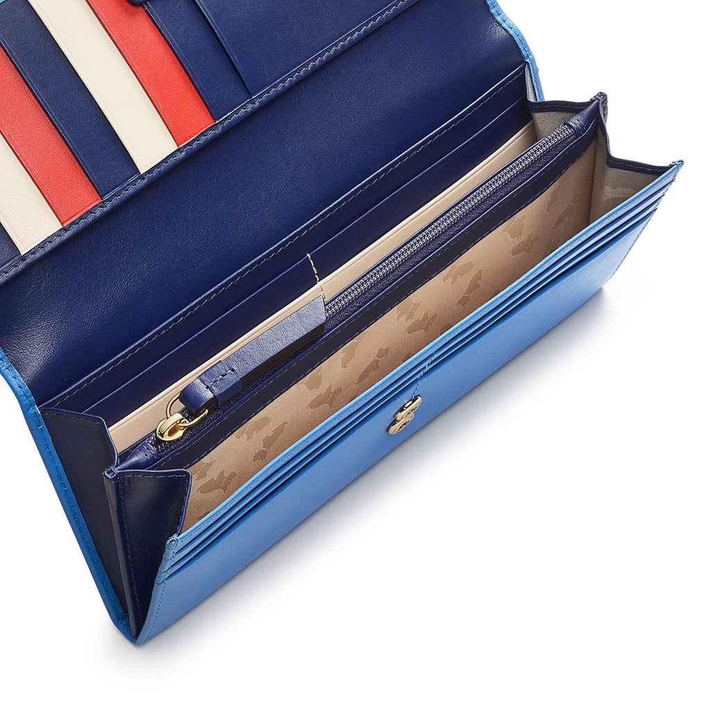 Happy & Smile Leather Large Flapover Wallet in Tranquil Blue - S9111495