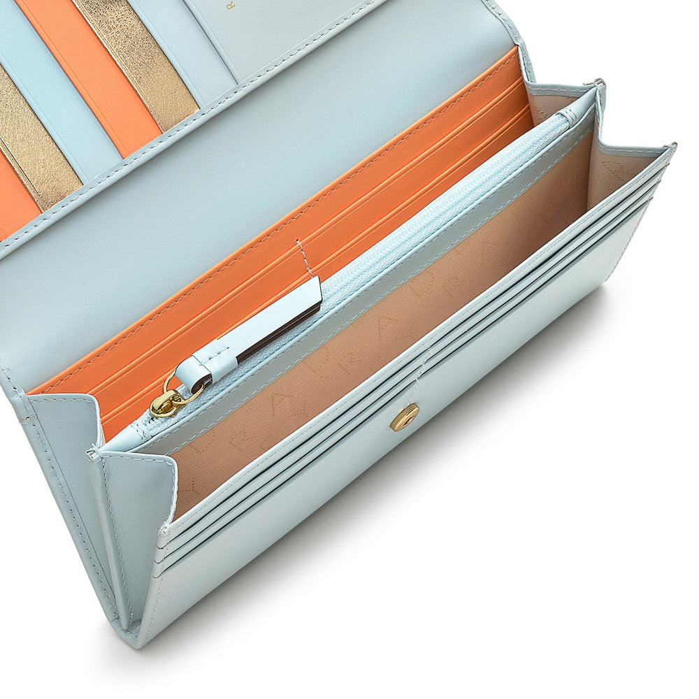 You Are My Sunshine Leather Large Flapover Wallet in Seafoam - S9299367