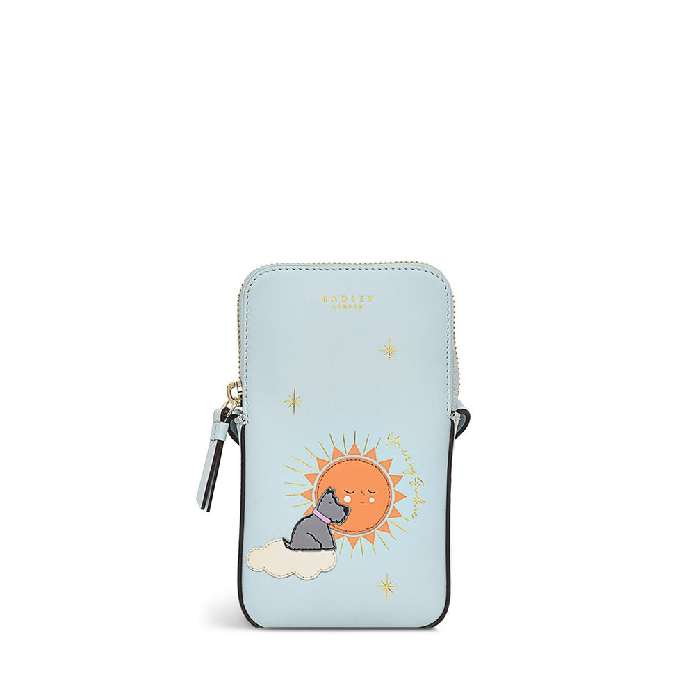 You Are My Sunshine Leather Medium Zip Around Phone Crossbody in Seafoam - S9300367