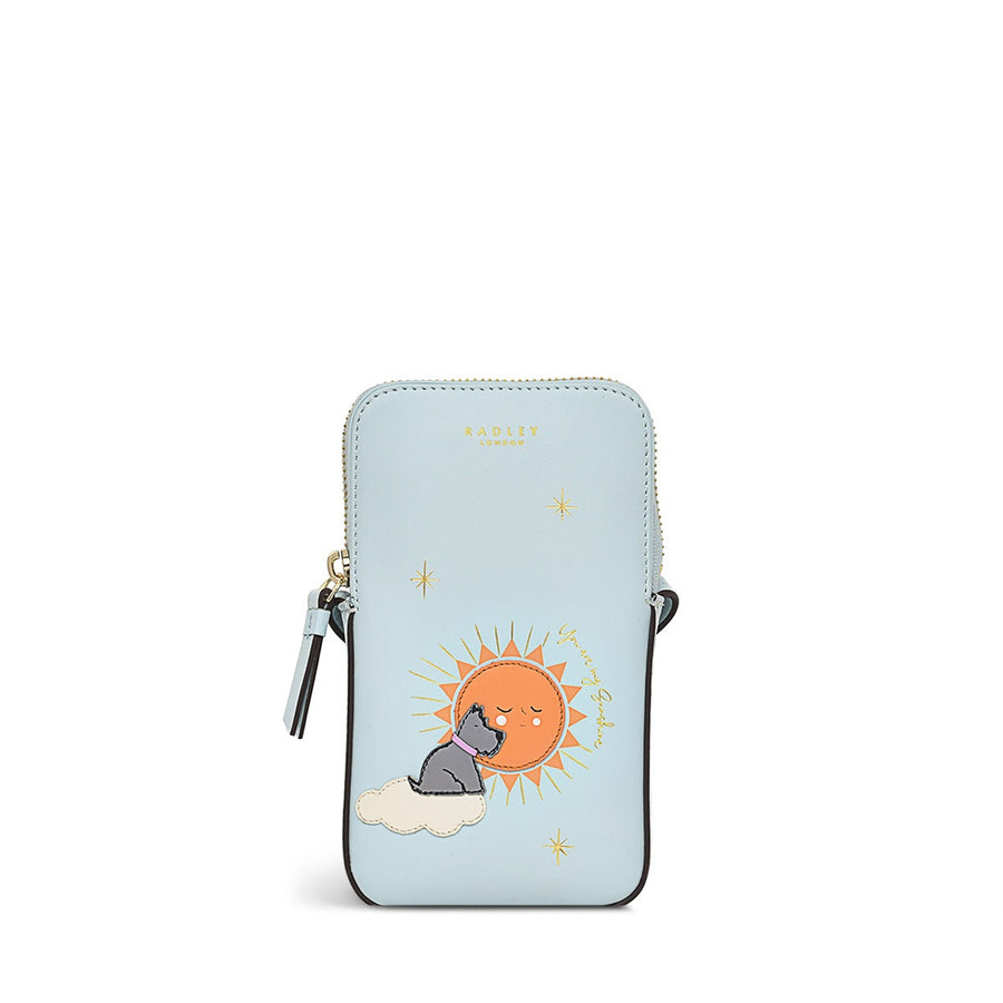 You Are My Sunshine Leather Medium Zip Around Phone Crossbody in Seafoam - S9300367