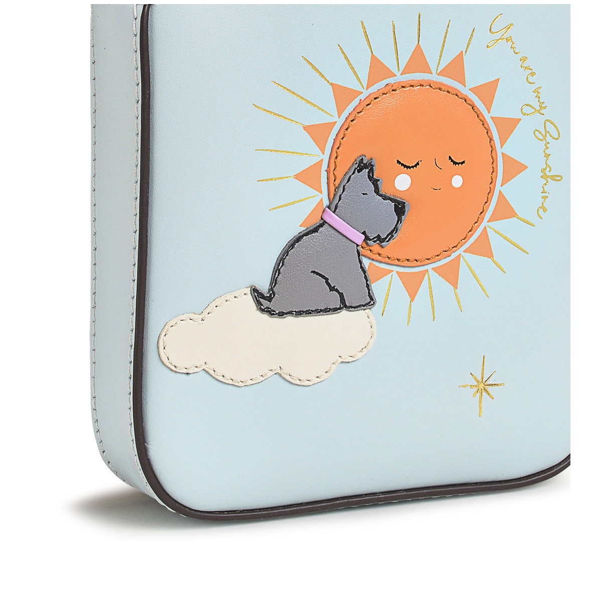 You Are My Sunshine Leather Medium Zip Around Phone Crossbody in Seafoam - S9300367